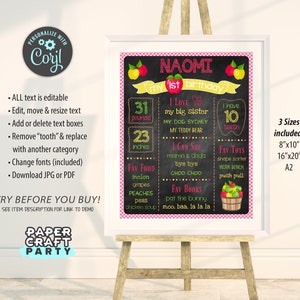 Apple Milestone Chalkboard Poster for Any Age in PINK, Printable Sign, Edit Online Download Today With Free Corjl.com AOP image 2