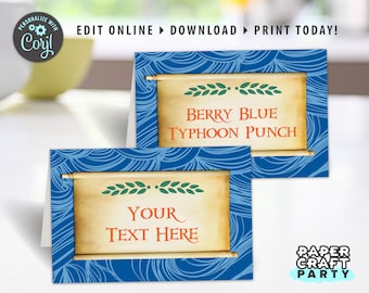 Demigod Party Printable Food Tents & "Greek" Name Plates, Buffet Place Cards, Edit Online + Download Today With Free Corjl.com 0024