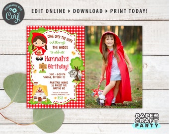 Little Red Riding Hood Printable PHOTO Invitation, Thank You Note & Backside, Edit Online + Download Today With Free Corjl.com 0027