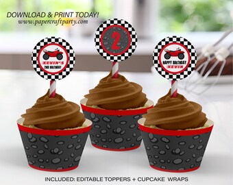 ATV Printable Cupcake Toppers & Wrappers , RED Quad 4-Wheeler, Edit Online + Download Today With Free Corjl.com 0042