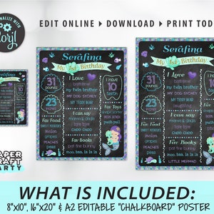 Mermaid Printable Chalkboard Sign, Milestone Poster, 1st 2nd 3rd Birthday, Under the Sea, Edit Online Download Today With Free Corjl.com image 3