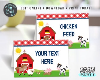 Farm Birthday Food Tents, Place Cards, Edit Online + Download Today With Free Corjl.com 0044