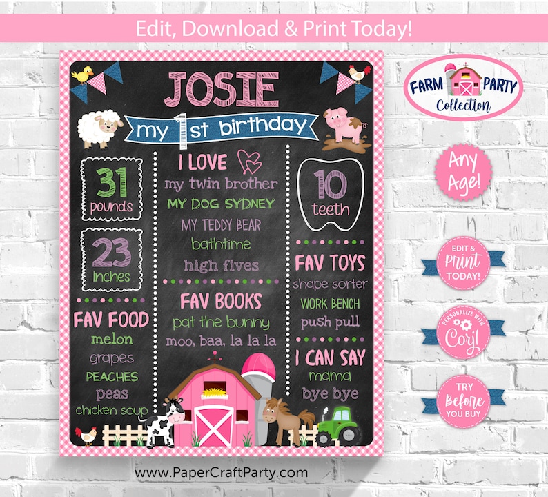 Edit Online Place Cards Farm Birthday Food Tents Download Today With Free Corjl.com FPP