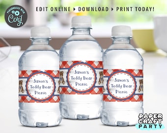 Teddy Bear Picnic Printable Bottle Labels, Edit Online + Download Today With Free Corjl.com 0082