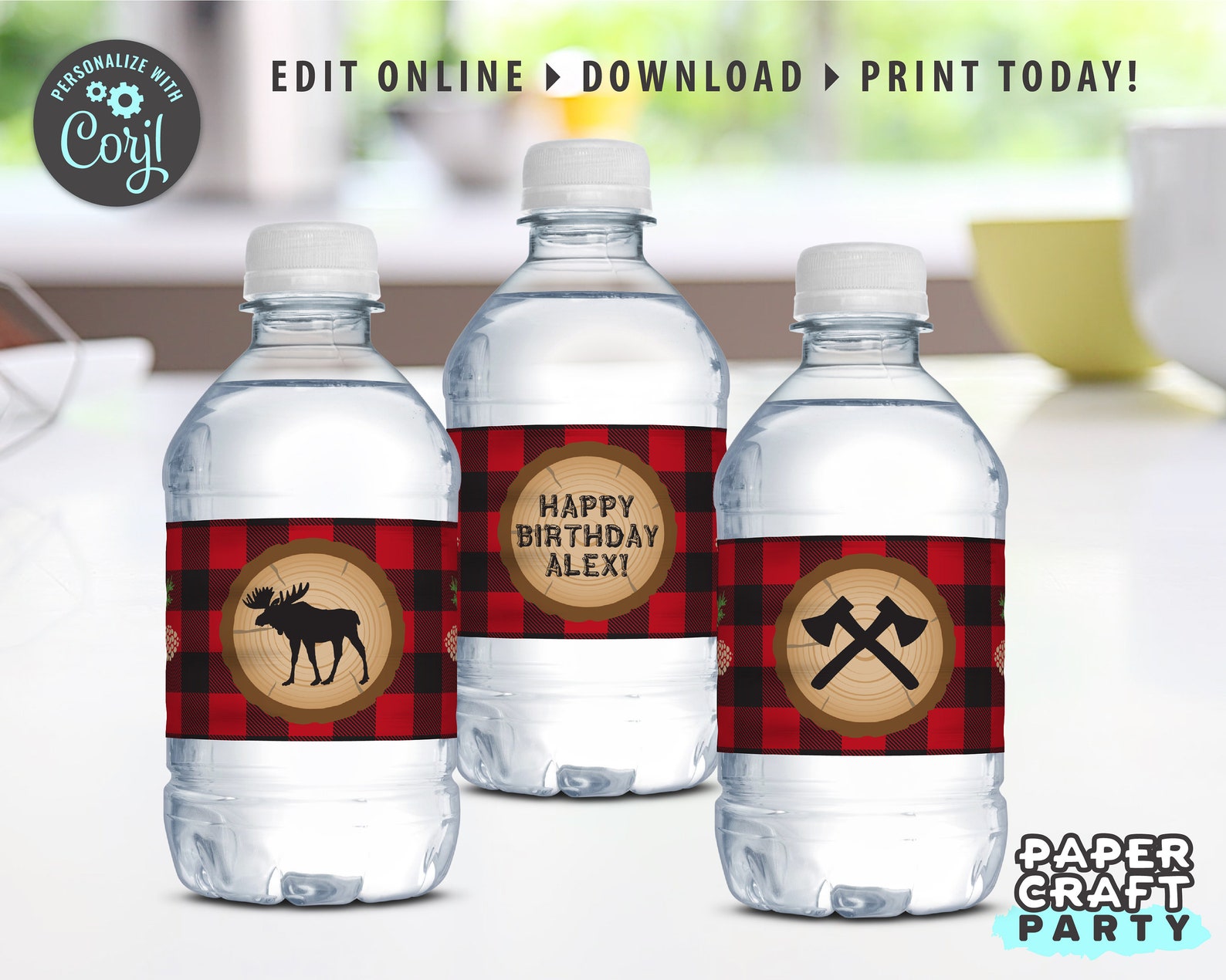 Lumberjack Party Printable Bottle Labels Edit Online - Etsy