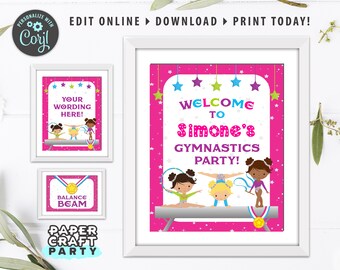 Gymnastics Party Printable Welcome Sign & Party Signs, 8x10, Edit Online + Download Today With Free Corjl.com 0021