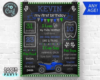 ATV Printable Chalkboard Milestone Poster for 1st 2nd 3rd 4th 5th Birthday, Edit Online + Download Today With Free Corjl.com 0043