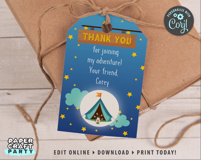 Camping Printable Gift Tags Personalized Hanging Gift Tags Etsy