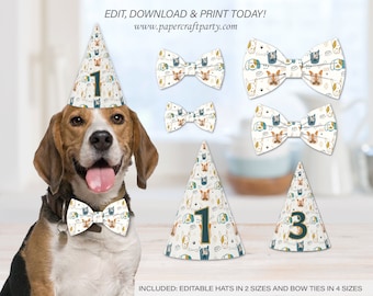 Dog Party Hat & Bow Tie, Edit Online, Download + Print Today with free Corjl.com 0021