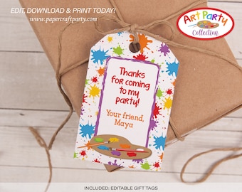 Art Party Printable Gift Tags, Name Tags, Food Tags in Red, Edit Online + Download Today With Free Corjl.com 0031