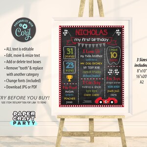 Race Car Milestone Chalkboard Poster for Any Age, Printable Sign, Edit Online Download Today With Free Corjl.com 0062 image 2
