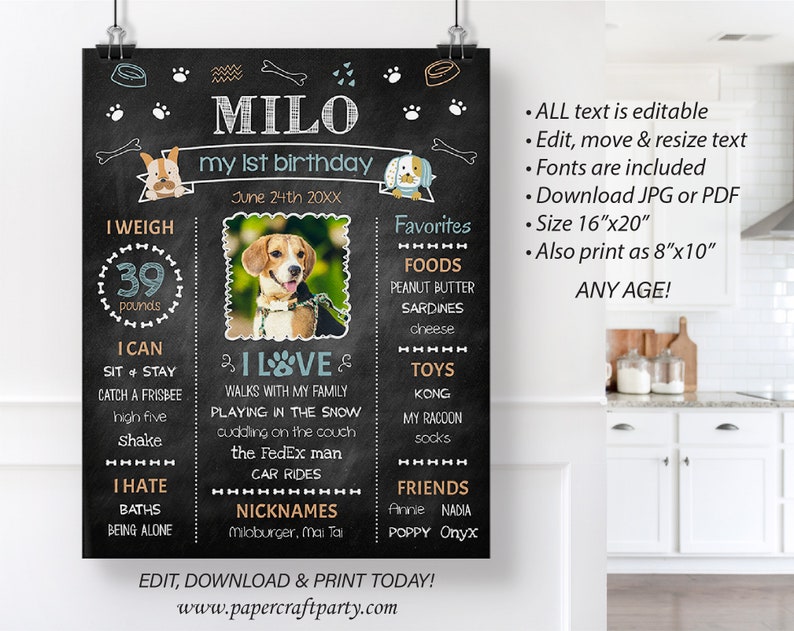 Milestone Photo Poster for Dogs, Pet Gotcha Day Party, Edit Online, Download + Print Today with free Corjl.com 0021 image 2