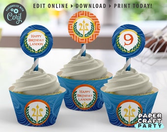 Demigod Party Printable Party Circles & Cupcake Wrappers, Gift Tags, Edit Online + Download Today With Free Corjl.com 0024