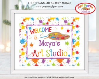 Art Paint Party Printable Welcome Sign & Party Signs, 8x10, Edit Online + Download Today With Free Corjl.com 0031