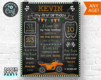 ATV Printable Chalkboard Milestone Poster for 1st 2nd 3rd 4th 5th Birthday, Edit Online + Download Today With Free Corjl.com 0041