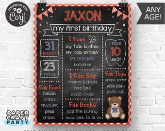 Teddy Bear Picnic Milestone Chalkboard Poster for Any Age, Printable Sign, Edit Online + Download Today With Free Corjl.com 0082