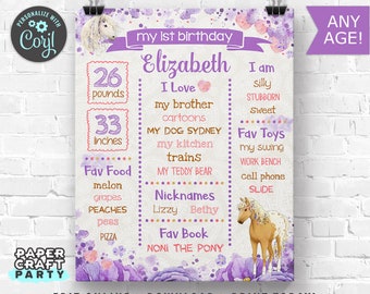 Horse Party Milestone Chalkboard Poster for Any Age, Boho Horse, Printable Sign, Edit Online + Download Today With Free Corjl.com 0070