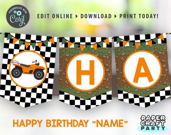 ATV Party Printable Birthday Banner, Edit Online + Download Today With Free Corjl.com 0041