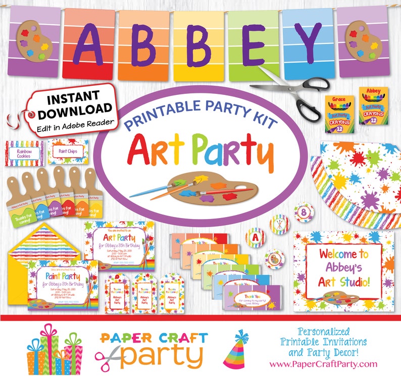 Art Party Printable Paint Brush Gift Tags Name Tags F vrogue.co