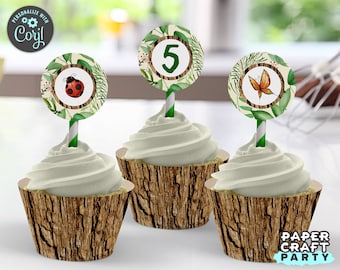 Nature Party Printable Party Circles & Cupcake Wrappers, Edit Online + Download Today With Free Corjl.com 0060
