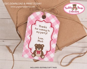 Teddy Bear Picnic Printable Gift Tags, Printable Thank You Tag, Edit Online + Download Today With Free Corjl.com 0084