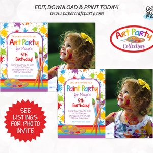 Art Paint Party Printable Invitation and Thank You Note, Includes Backside, Edit Online Download Today With Free Corjl.com 0031 image 5