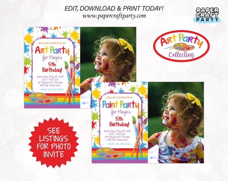 Art Paint Party Printable Invitation and Thank You Note, Includes Backside, Edit Online Download Today With Free Corjl.com 0031 image 5