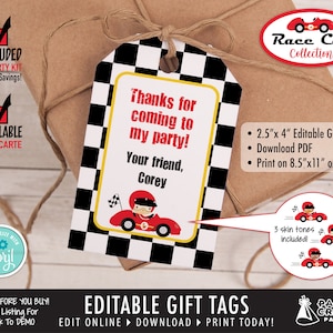 Race Car Printable Gift Tags, Edit Online Download Today With Free Corjl.com 0062 image 1