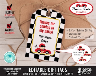 Race Car Printable Gift Tags, Edit Online + Download Today With Free Corjl.com 0062