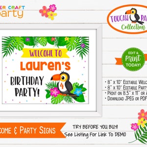 Toucan Party Printable Party Kit Includes Invites and Decorations, Edit Online Download Today With Free Corjl.com image 9