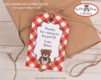 Teddy Bear Picnic Printable Gift Tags, Edit Online + Download Today With Free Corjl.com 0082