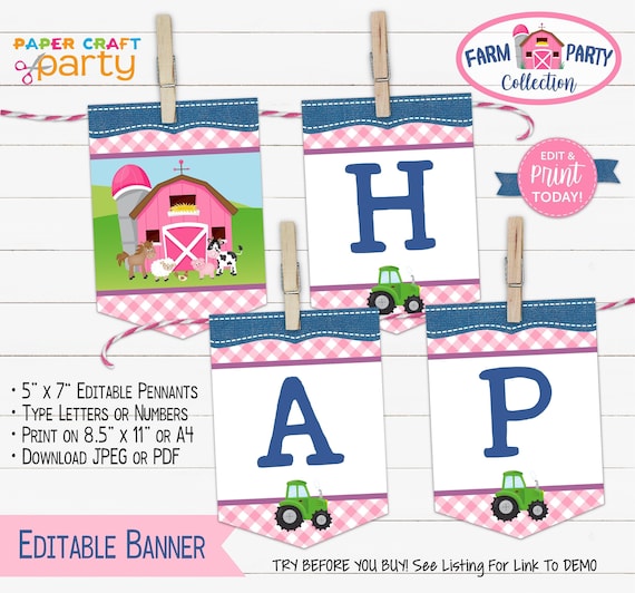 Farm Printable Birthday Banner, Edit On line + Down load Presently photograph about Free Printable Birthday Banner called Farm Printable Birthday Banner, Edit On the net + Down load Nowadays