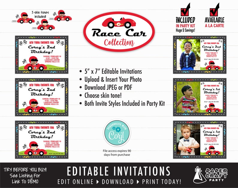 Race Car Printable Gift Tags, Edit Online Download Today With Free Corjl.com 0062 image 6