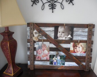 Picture  frame Large Rustic/shabby chic wall hanging /  with paper flowers / farmhouse barn door