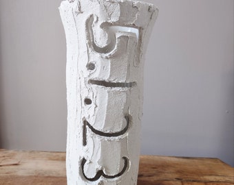 Date personnalisée / texture / cadeau de mariage / cadeau d'anniversaire / blanc / vase / ciment / décoration intérieure