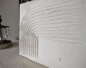 Art texturé / décoration minimaliste / décoration d'intérieur blanche / suspension murale / plâtre