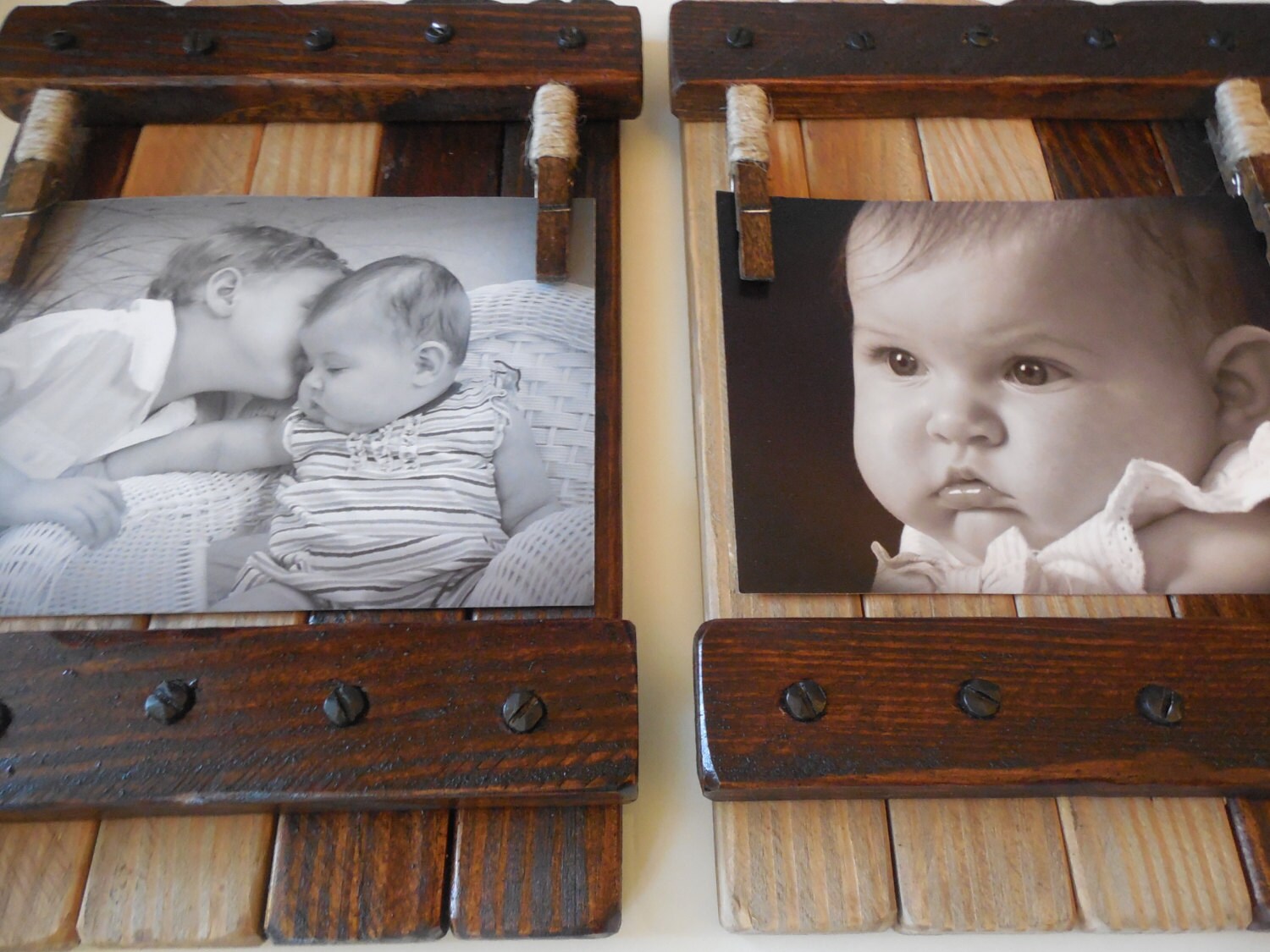 Picture Holder/frame Set of Two Rustic/shabby Chic Wall Etsy