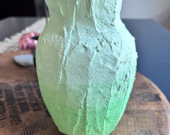 Vase/ concrete/ mint green / farmhouse decor