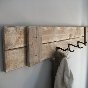 Coat Rack/ Farmhouse /rustic  grey weathered coat rack with 3 hooks