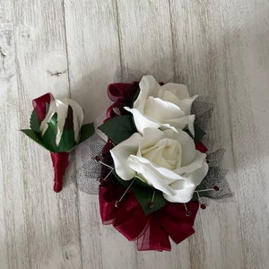 Wrist corsage and matching boutonniere-READY TO SHIP