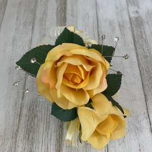 Yellow Silk Rose Corsage Boutonniere Set, Wedding Prom Flowers - Etsy