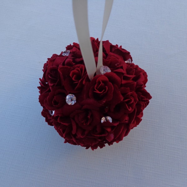 Flower girl kissing ball designed with mini red roses-READY TO SHIP