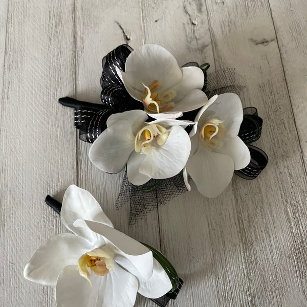 Corsage and boutonniere designed with a real touch Phalaenopsis orchid-READY TO SHIP