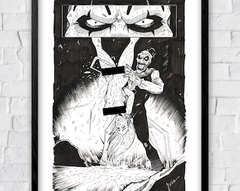 Art the Clown Terrifier hacksaw kill comic page ink drawing horror original art