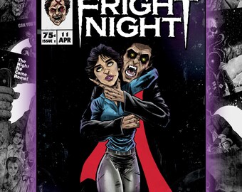 Fright Night faux comic cover A4 print horror