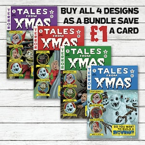 ALL 4 CARDS BUNDLE Tales From Xmas Christmas Greetings Karten Horror Comic Thema