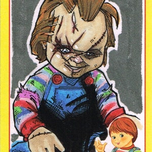 Officiële Fright-Rags Chucky Art schets kaart kunstenaar Pick