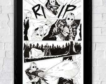 Jason Voorhees Friday the 13th part 7 comic page ink drawing horror original art