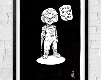 Chucky Childs Play A4 ink drawing horror original art
