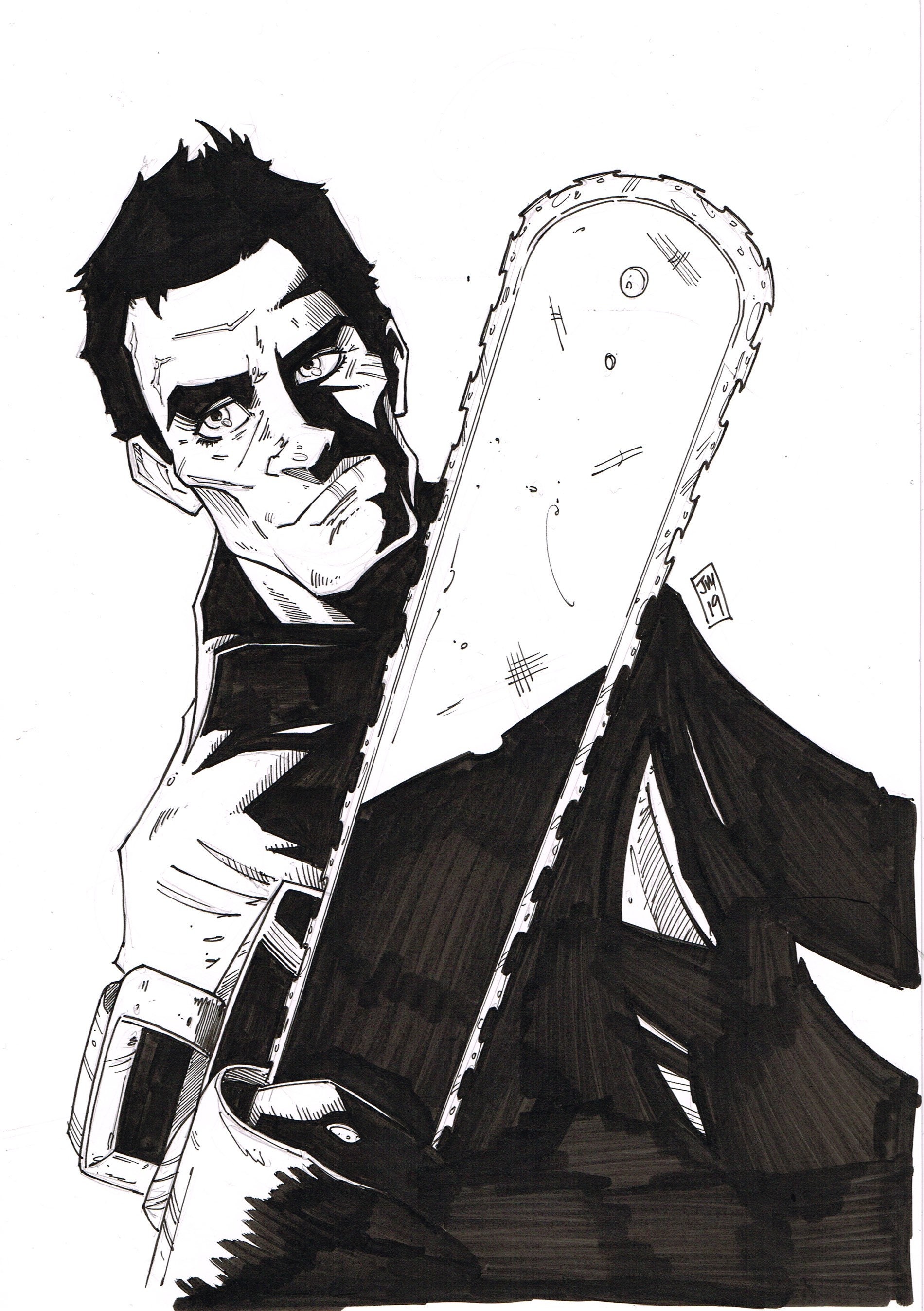Ash Williams Evil Dead A4 ink drawing horror original art Etsy